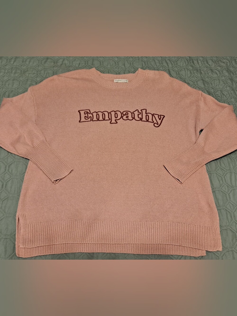 Sincerely Jules Empathy Pink Crewneck Sweater - Women's Casual Knit Sz L